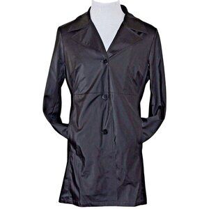 Braetan Large 3 Button Lined Outerwear Black Modern Packable Rain Trench Coat